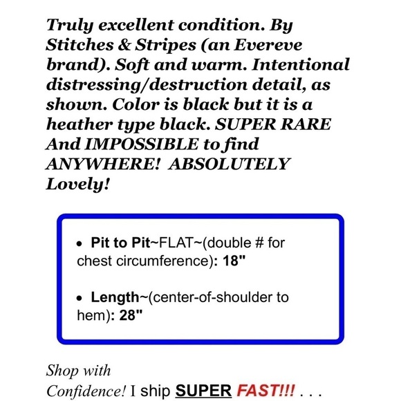 Stitches and Stripes Evereve Womens Sz XS Black Sloane Destructed Tunic Sweater - Picture 2 of 12